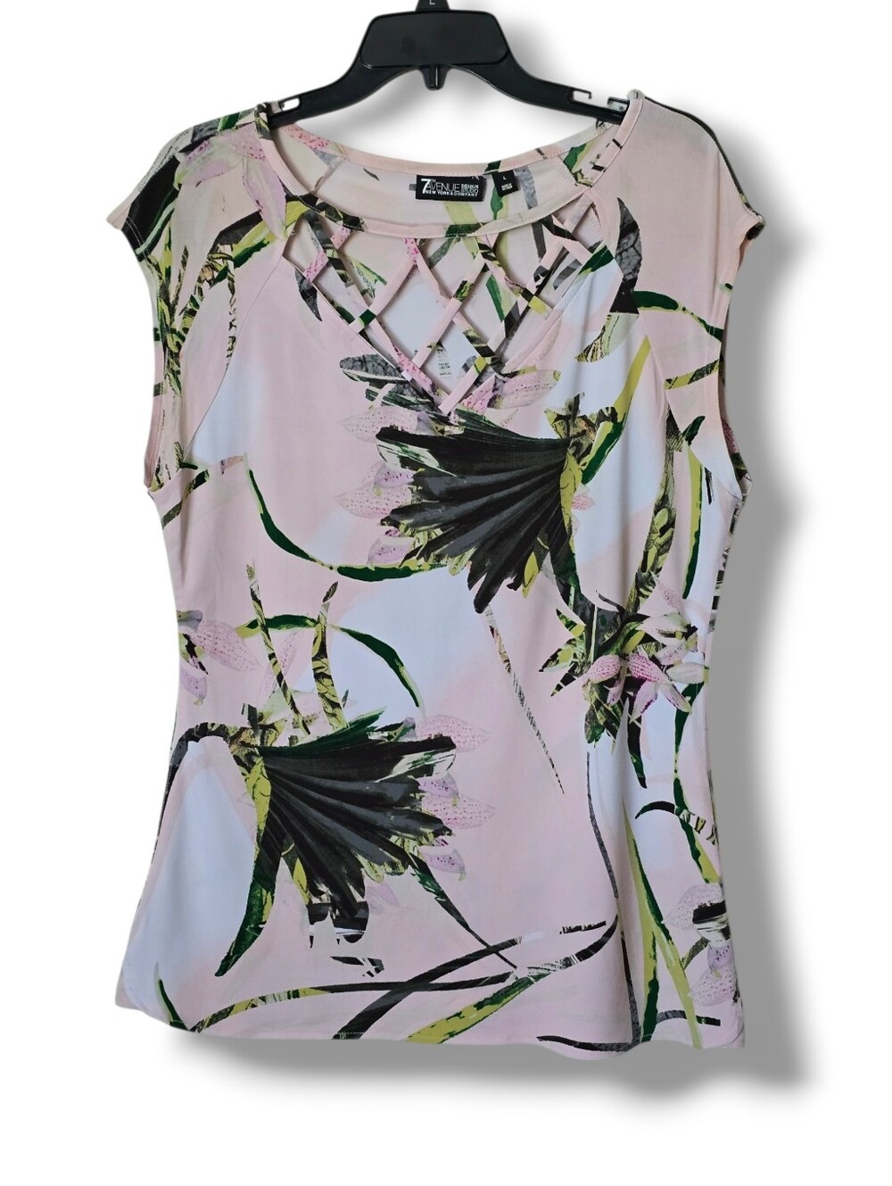 7th Avenue Designs Tropical Print Blouse  - Size Large